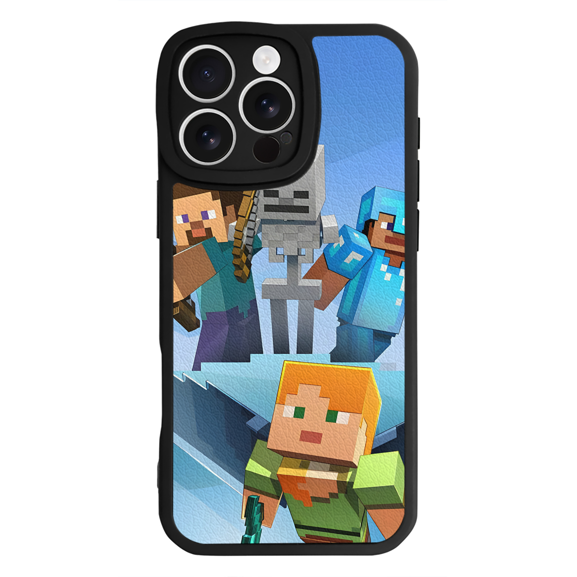 （画像用） マインクラフト ブロックの世界 Minecraft MC Block world 【iPhone 16シリーズ対応】シリコンスマホケース（レザー調） 材質：シリコン